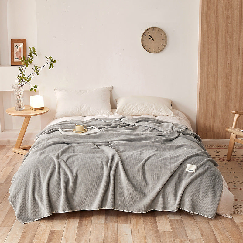 200*230CM Grey Ultra-Soft Dual-Sided Waffle &amp; Plush Fleece Blanket - Large Cozy Throw for Bed &amp; Sofa