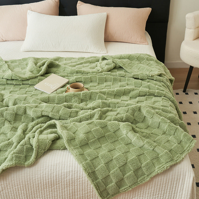 200*230CM Light Green Ultra-Soft Waffle Textured Plush Fleece Blanket - Large Cozy All-Season Throw for Bed &amp; Sofa