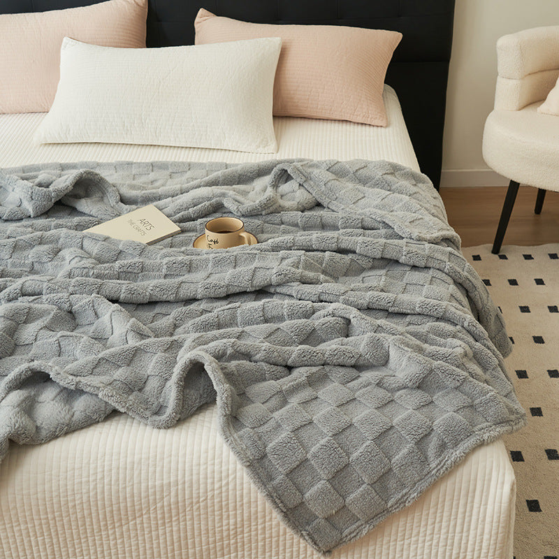 200*230CM Grey Ultra-Soft Waffle Textured Plush Fleece Blanket - Large Cozy All-Season Throw for Bed & Sofa