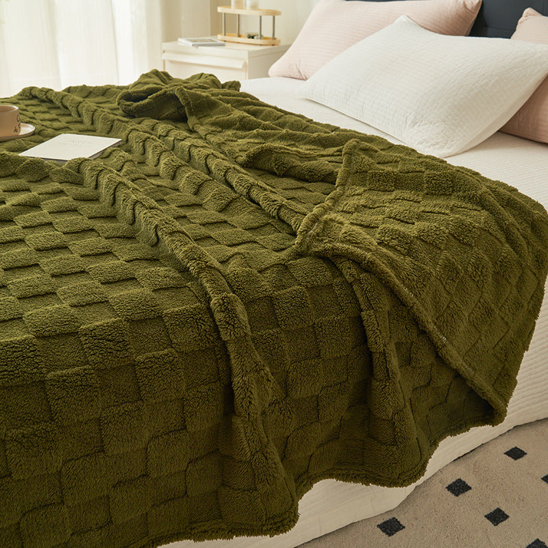 200*230CM Dark Green Ultra-Soft Waffle Textured Plush Fleece Blanket - Large Cozy All-Season Throw for Bed &amp; Sofa