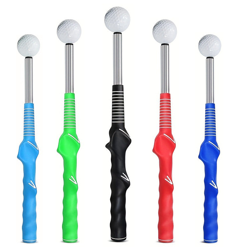 Black Pro Golf Swing Trainer - Extendable with Audible Click & Corrective Grip Aid