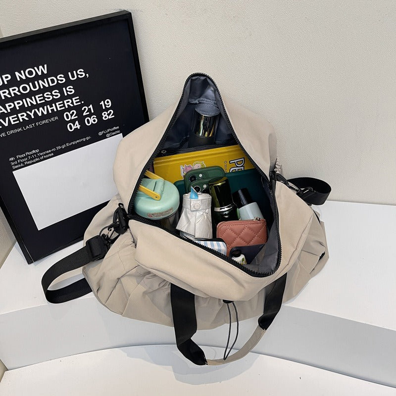 Green and Black Large Capacity Travel Bag with Wet/Dry Separation - Canvas + Polyester, Lightweight Handbag for Short Trips and Fitness, Fits on Luggage