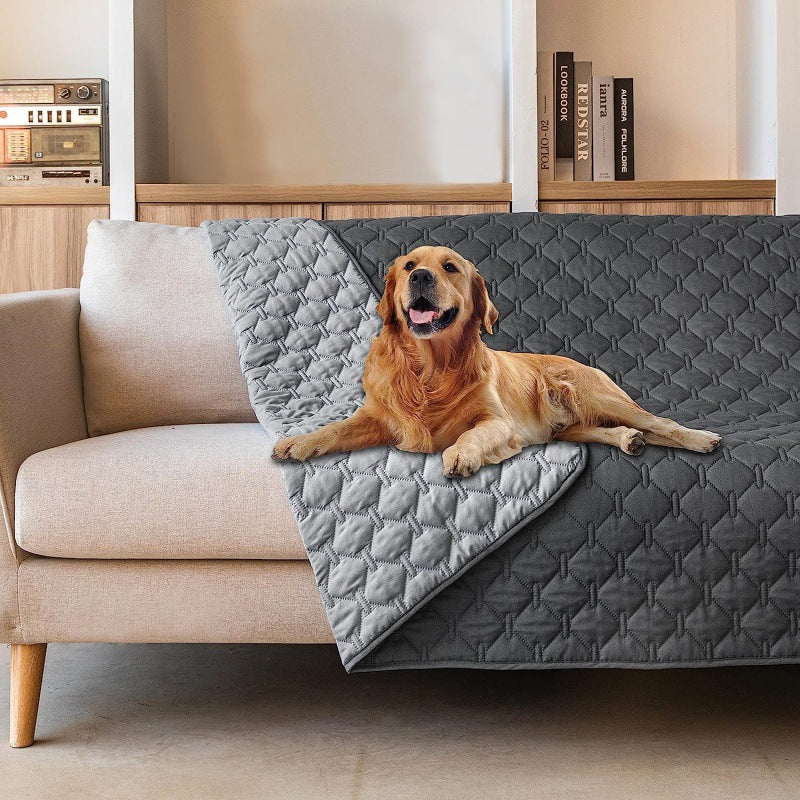Grey 2-Sided Waterproof Pet Sofa Cover - Dog Bed Protector Blanket for Furniture, Couches &amp; Car Seats (100x127cm, Machine Washable)