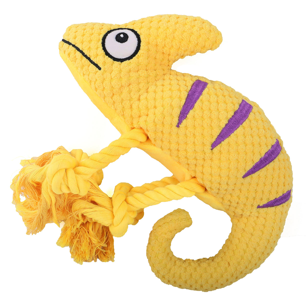 2 Pcs Yellow Interactive Plush Chameleon Dog Toy with Squeaker &amp; Rope Legs - Durable Chew Toy for Medium/Large Dogs, Teeth Cleaning Texture, Machine Washable (10.2in)