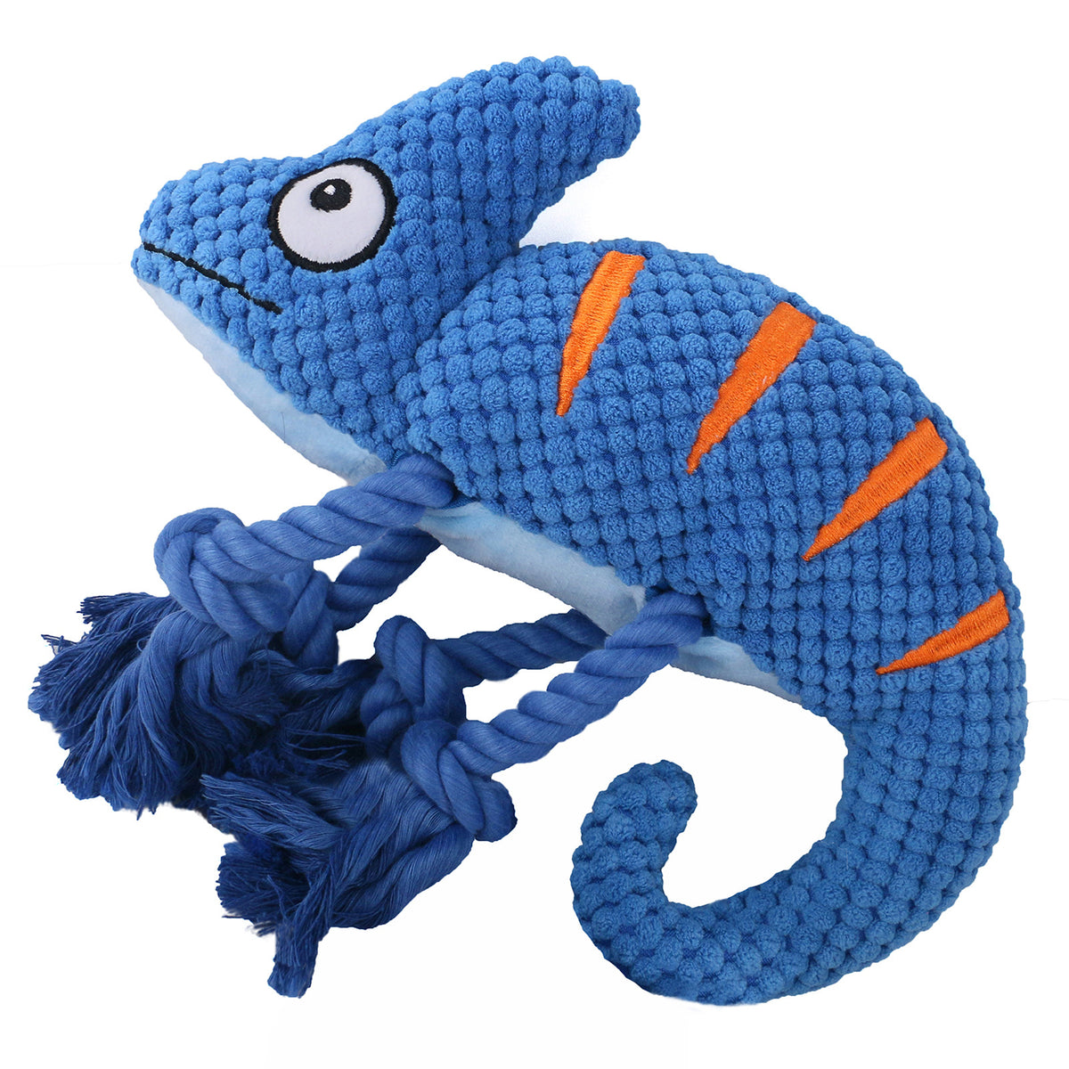 2 Pcs Blue Interactive Plush Chameleon Dog Toy with Squeaker &amp; Rope Legs - Durable Chew Toy for Medium/Large Dogs, Teeth Cleaning Texture, Machine Washable (10.2in)