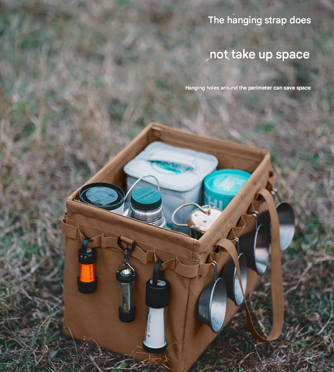 Green Camouflage Heavy Duty Foldable Outdoor Camping Storage Box - Oxford Cloth Collapsible Gear Organizer Tote with Pockets