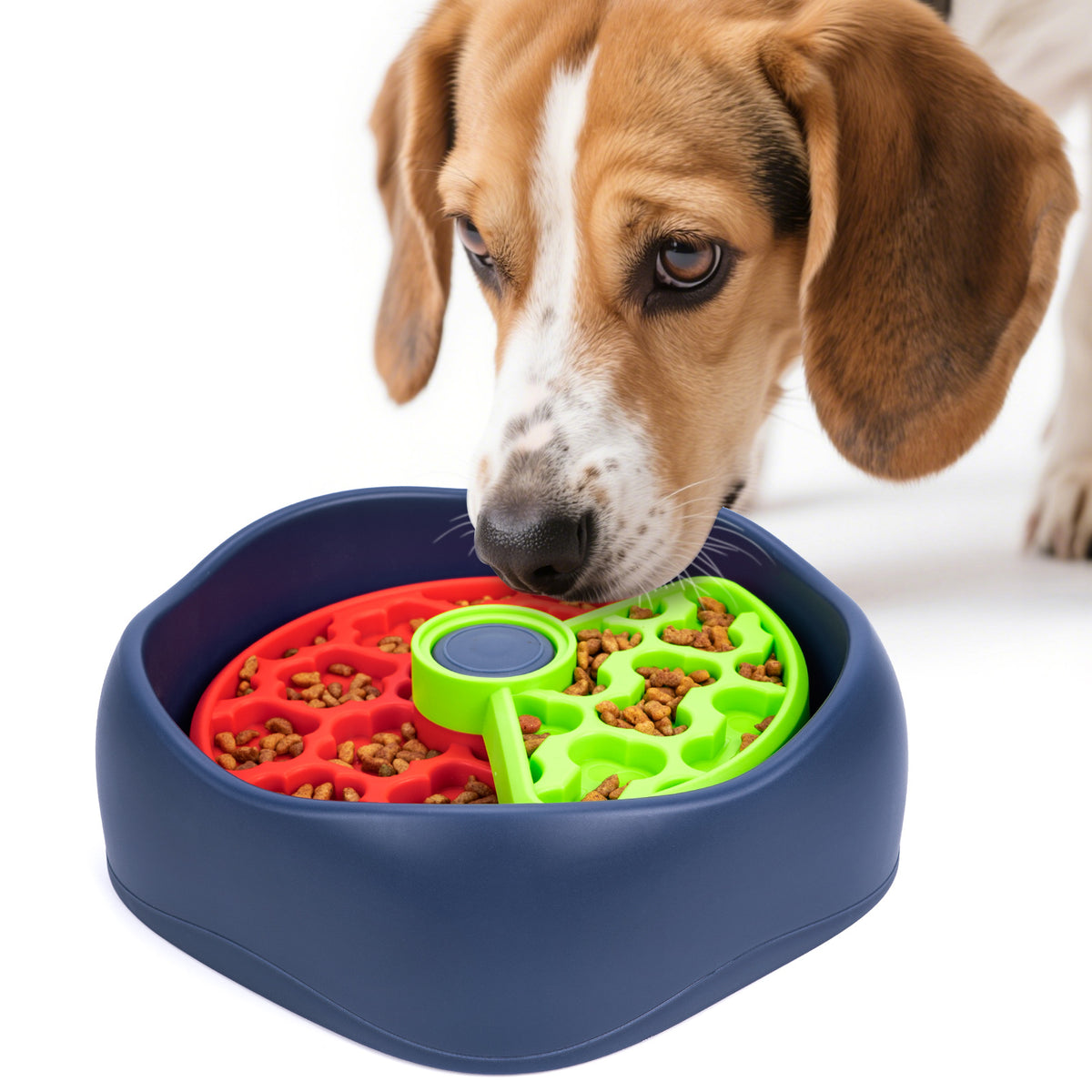 Red,Green and Blue Interactive Dog Puzzle Feeder Bowl - Slow Eating &amp; Mental Stimulation Toy for Small Medium Breeds