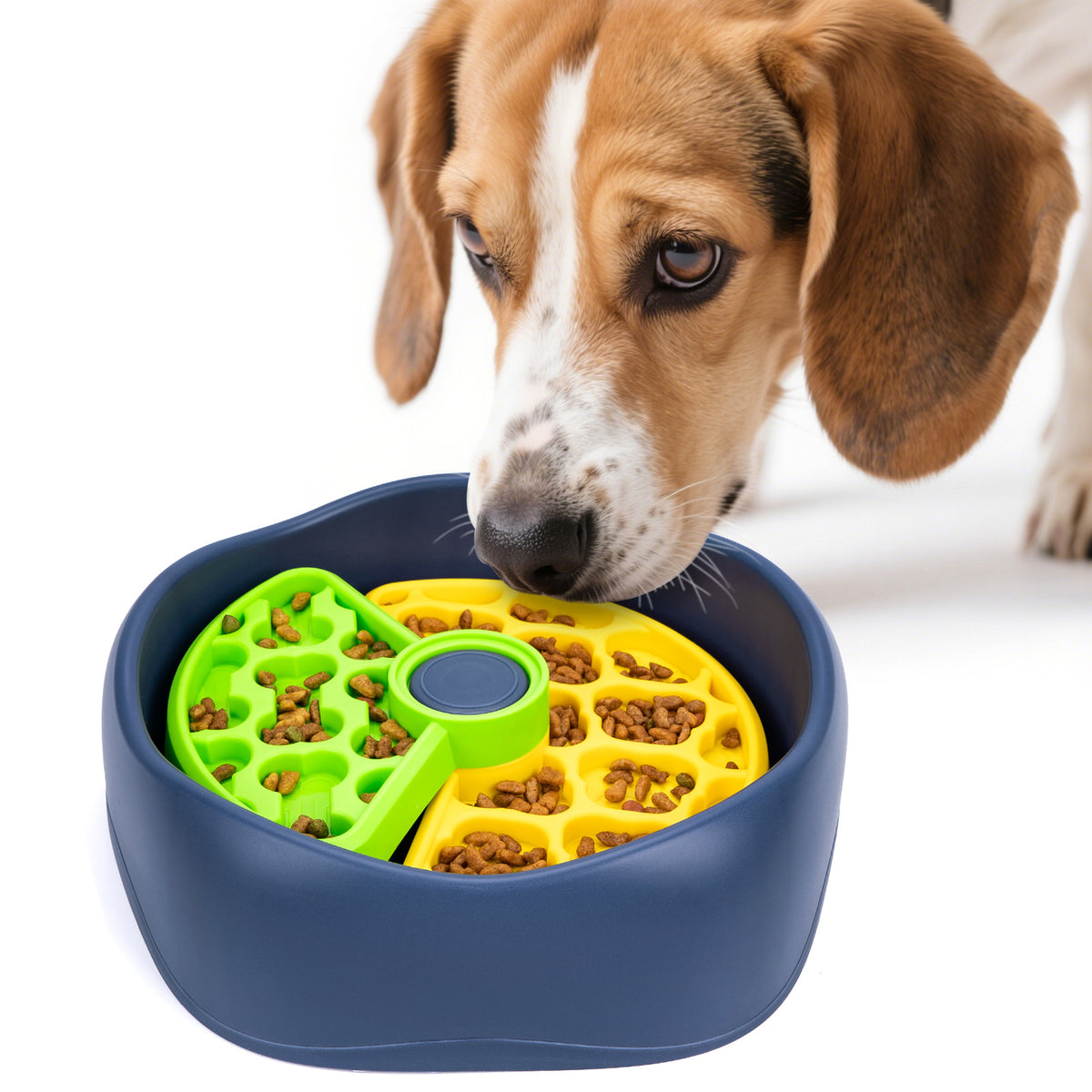 Yellow,Green and Blue Interactive Dog Puzzle Feeder Bowl - Slow Eating &amp; Mental Stimulation Toy for Small Medium Breeds