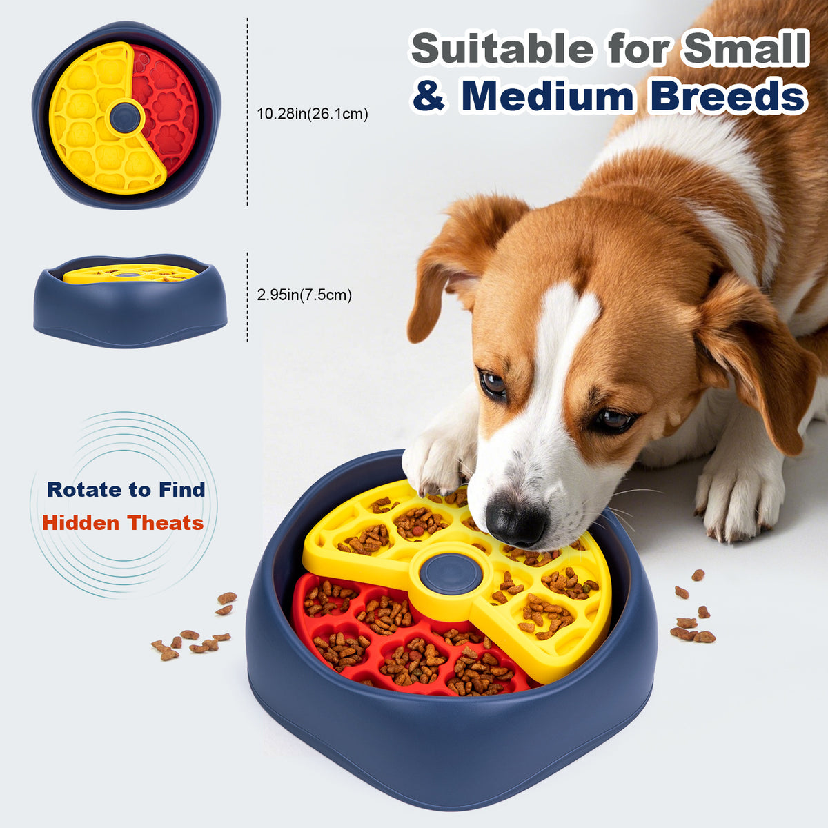 Yellow,Green and Blue Interactive Dog Puzzle Feeder Bowl - Slow Eating & Mental Stimulation Toy for Small Medium Breeds