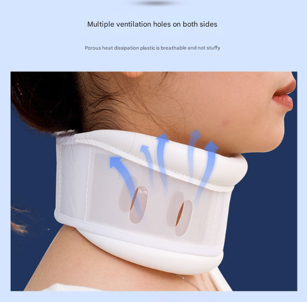 Size L White Adjustable Cervical Collar Neck Brace - Breathable Support for Pain Relief & Posture