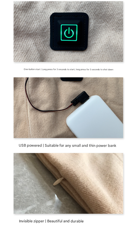 Black USB Electric Heated Scarf - 3-Level Heat Setting Winter Neck Warmer