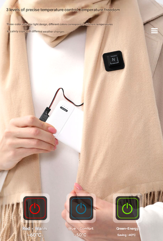 Pink USB Electric Heated Scarf - 3-Level Heat Setting Winter Neck Warmer