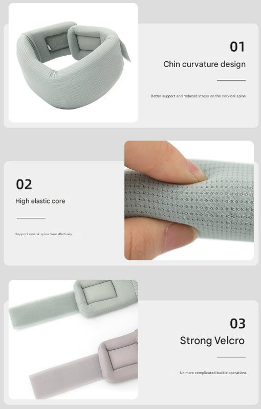 Size S Grey Ergonomic Neck Support Brace - Soft Cervical Collar for Posture Correction and Pain Relief
