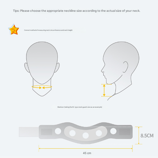 Size M Grey Ergonomic Neck Support Brace - Soft Cervical Collar for Posture Correction and Pain Relief