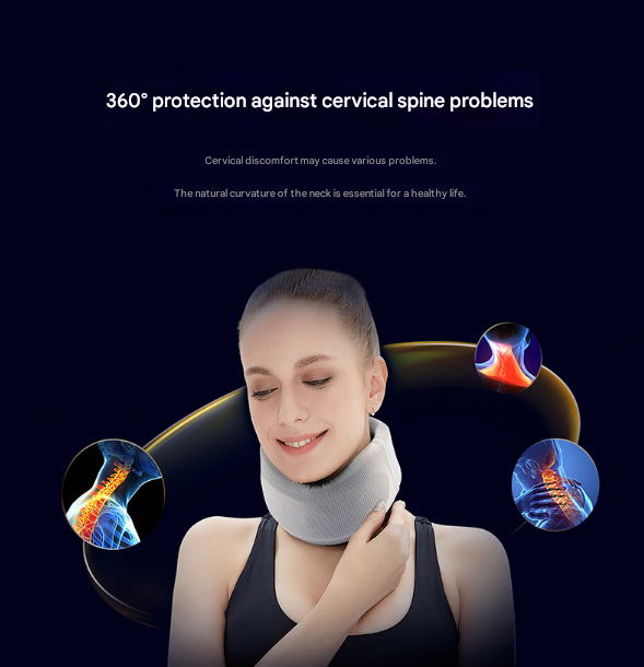Size M Orange Ergonomic Neck Support Brace - Soft Cervical Collar for Posture Correction and Pain Relief