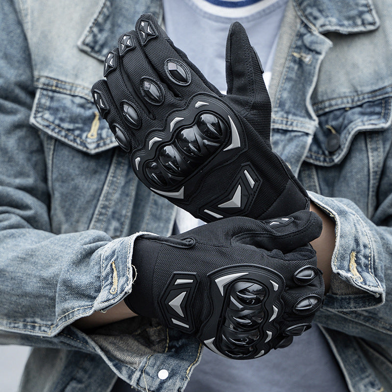 Size 2XL Black Protective Motorcycle Riding Gloves - Hard Knuckle Armour & Touchscreen Fingertips