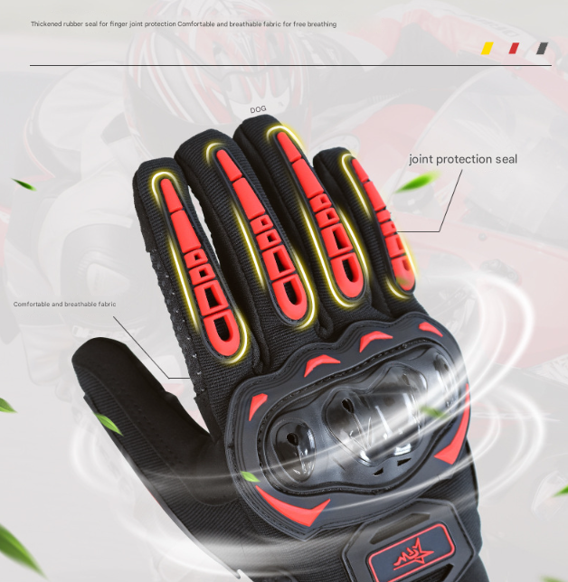 Size XL Green and Black Protective Motorcycle Riding Gloves - Hard Knuckle Armour & Touchscreen Fingertips