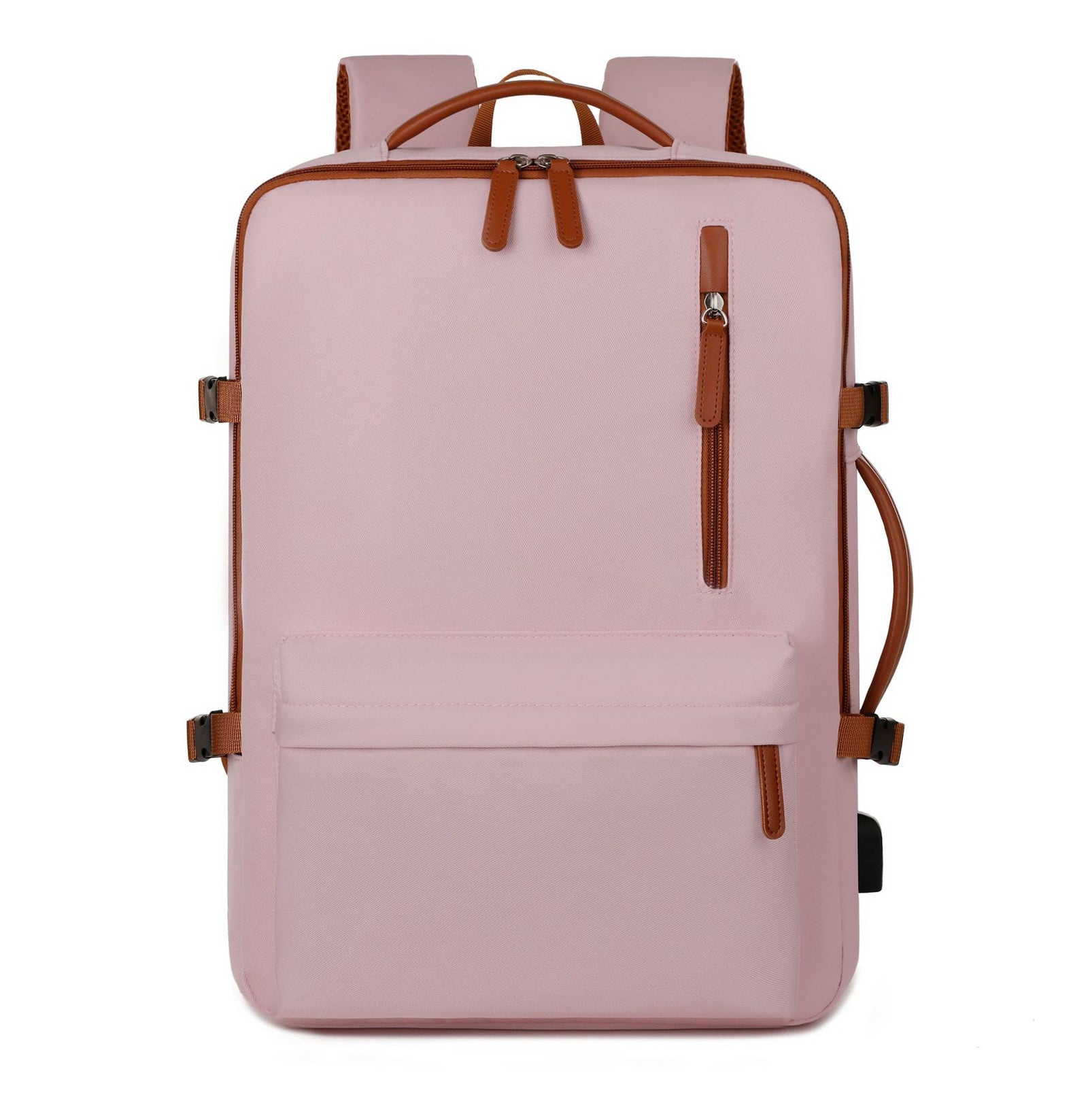 Pink Expandable Laptop Backpack with USB Port - Stylish Travel & Business Daypack