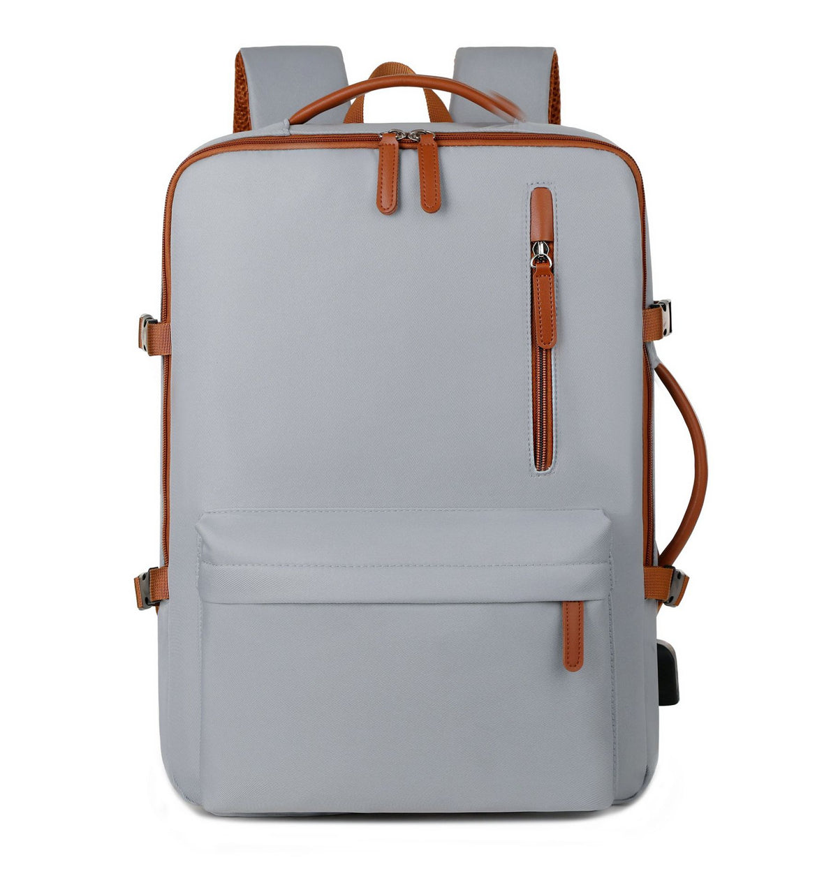 Grey Expandable Laptop Backpack with USB Port - Stylish Travel &amp; Business Daypack