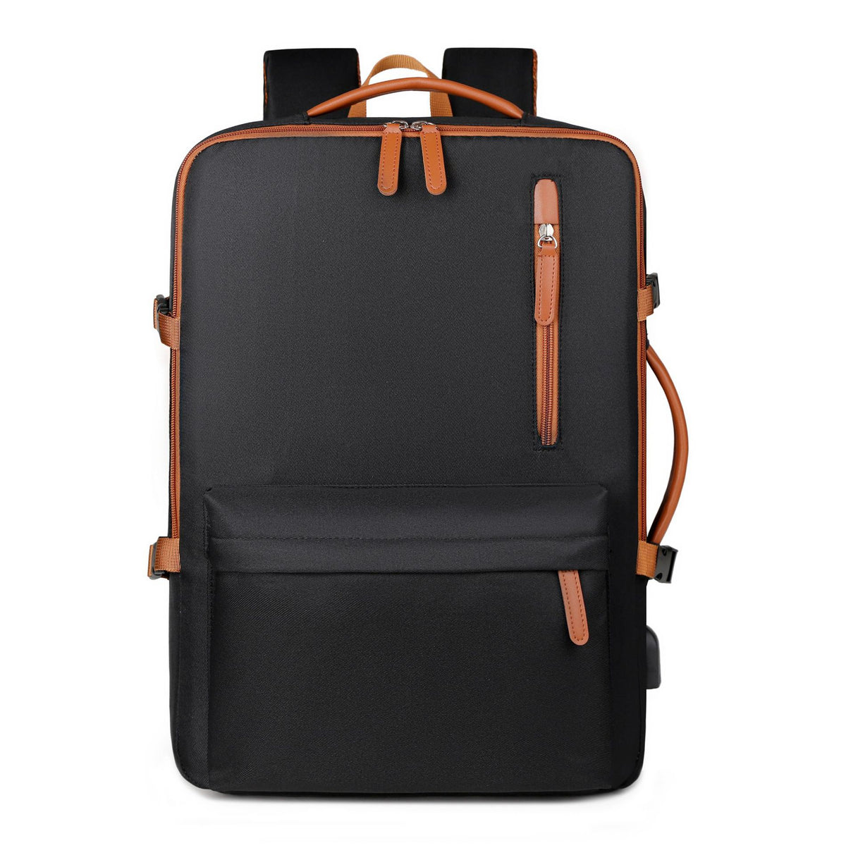 Black Expandable Laptop Backpack with USB Port - Stylish Travel &amp; Business Daypack
