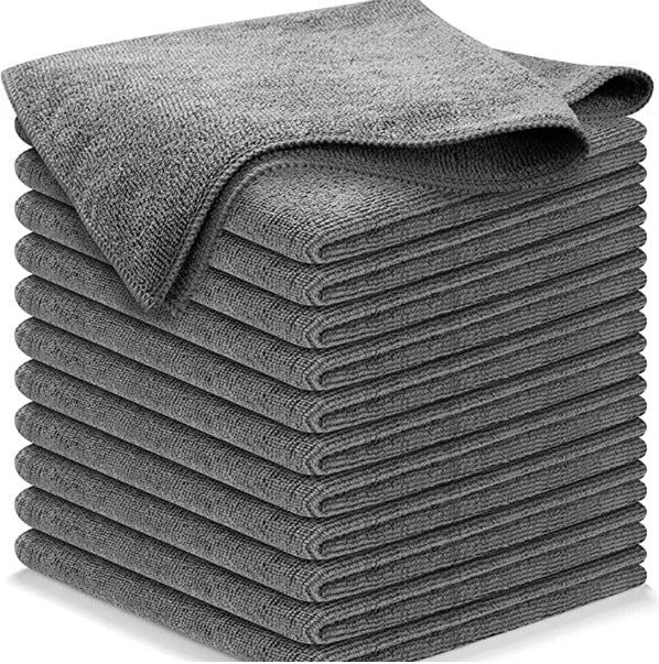 Grey Premium All-Purpose Microfiber Cleaning Cloths (20-Pack) - Ultra Absorbent Grey Towels for Car, Kitchen &amp; Home