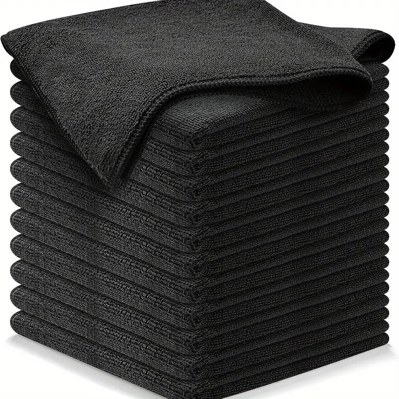 Black Premium All-Purpose Microfiber Cleaning Cloths (20-Pack) - Ultra Absorbent Grey Towels for Car, Kitchen & Home