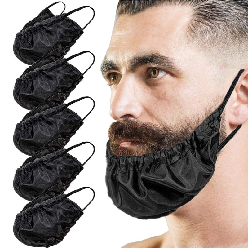 5 Pcs Black Men's Reusable Beard Guard Bib - Protective Beard Cover for Eating and Sleeping - Black Beard Bonnet Apron