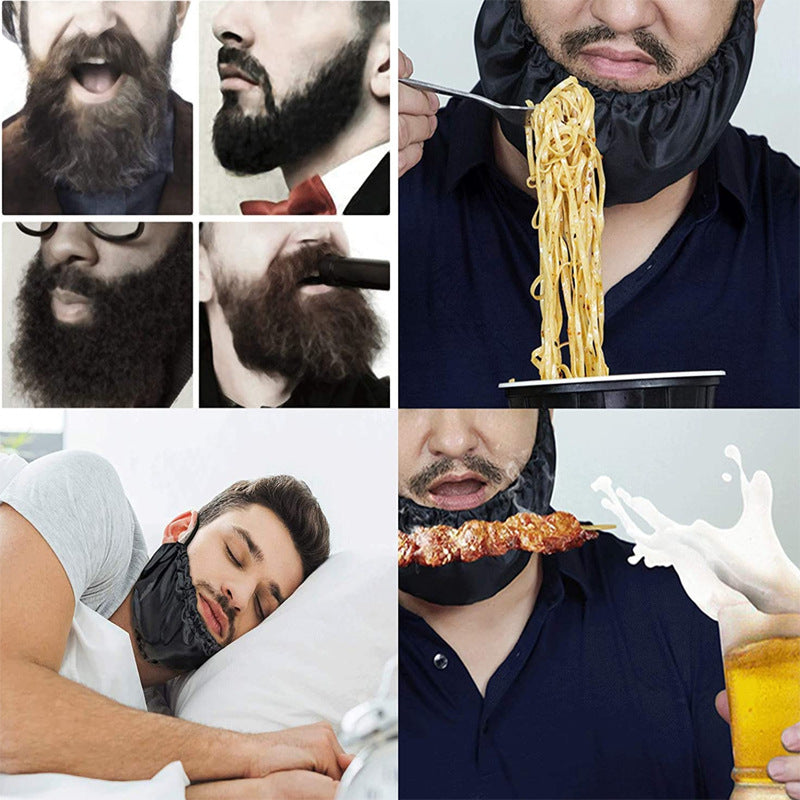 5 Pcs Black Men's Reusable Beard Guard Bib - Protective Beard Cover for Eating and Sleeping - Black Beard Bonnet Apron