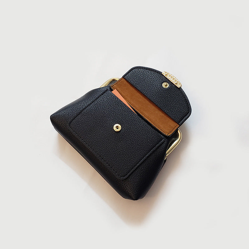 Black Vintage Style Women's Kiss Lock Coin Purse - Compact PU Leather Wallet with Card Holder