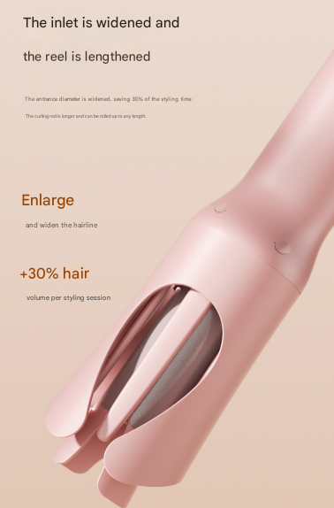 Pink Portable Cordless Hair Curler - USB-C Rechargeable Automatic Hair Waver with Ceramic Barrel & Anti-Scald Design