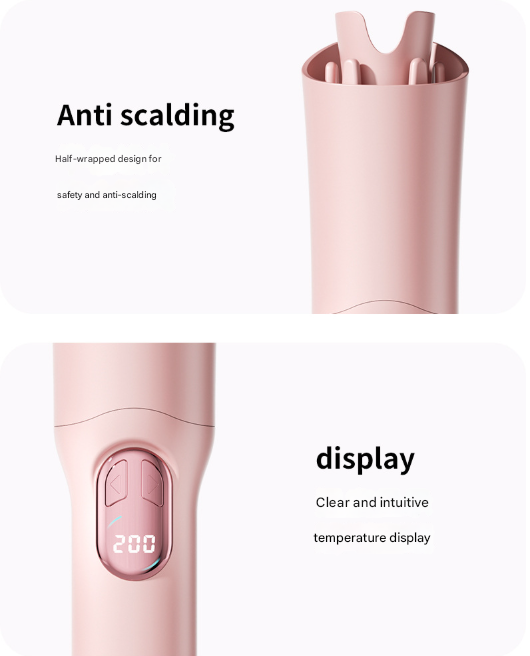 White Portable Cordless Hair Curler - USB-C Rechargeable Automatic Hair Waver with Ceramic Barrel & Anti-Scald Design