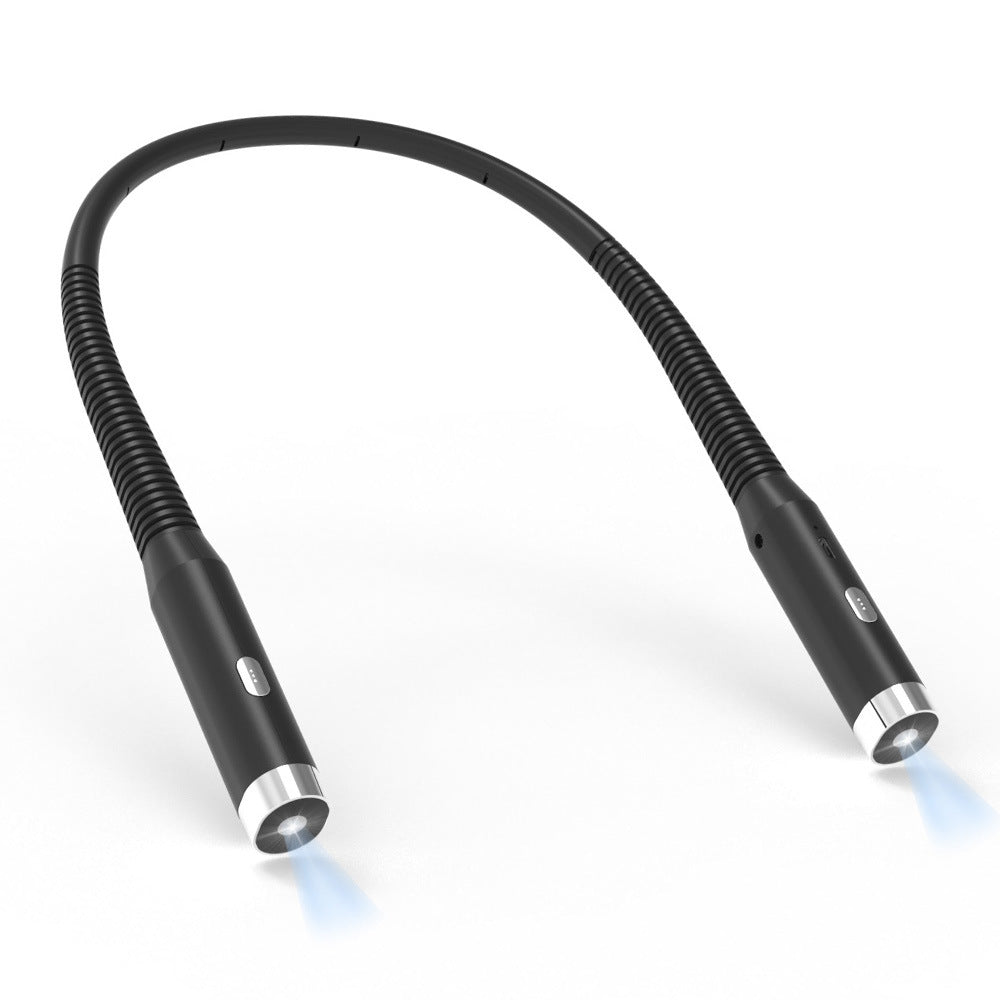 Black Hands-Free LED Neck Reading Light - USB Rechargeable with 3 Color & Brightness Modes, Flexible Gooseneck for Books, Crafts & Knitting