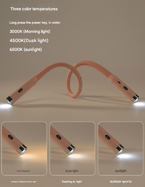 Black Hands-Free LED Neck Reading Light - USB Rechargeable with 3 Color & Brightness Modes, Flexible Gooseneck for Books, Crafts & Knitting