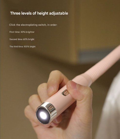 Pink Hands-Free LED Neck Reading Light - USB Rechargeable with 3 Color & Brightness Modes, Flexible Gooseneck for Books, Crafts & Knitting