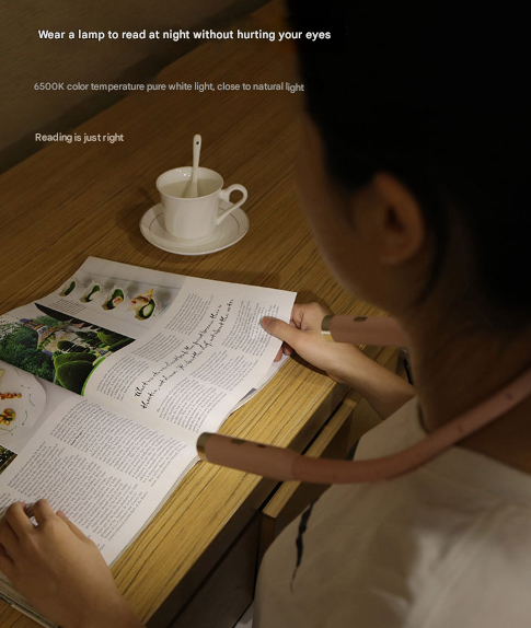 Pink Hands-Free LED Neck Reading Light - USB Rechargeable with 3 Color & Brightness Modes, Flexible Gooseneck for Books, Crafts & Knitting