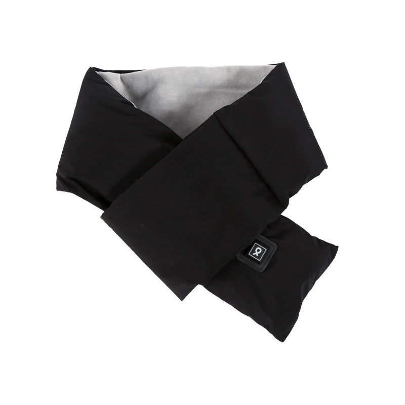 Black USB Electric Heated Scarf - Portable Puffer Neck Warmer with 3-Level Heat Control for Winter
