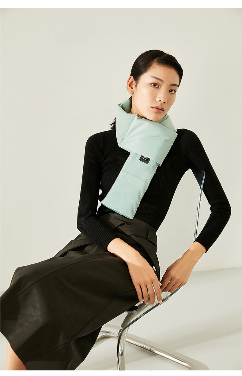 Pink USB Electric Heated Scarf - Portable Puffer Neck Warmer with 3-Level Heat Control for Winter