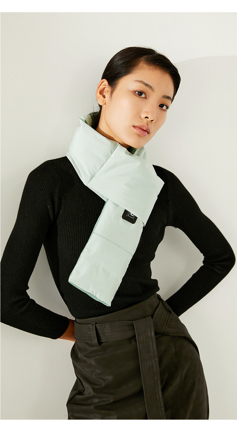 Pink USB Electric Heated Scarf - Portable Puffer Neck Warmer with 3-Level Heat Control for Winter