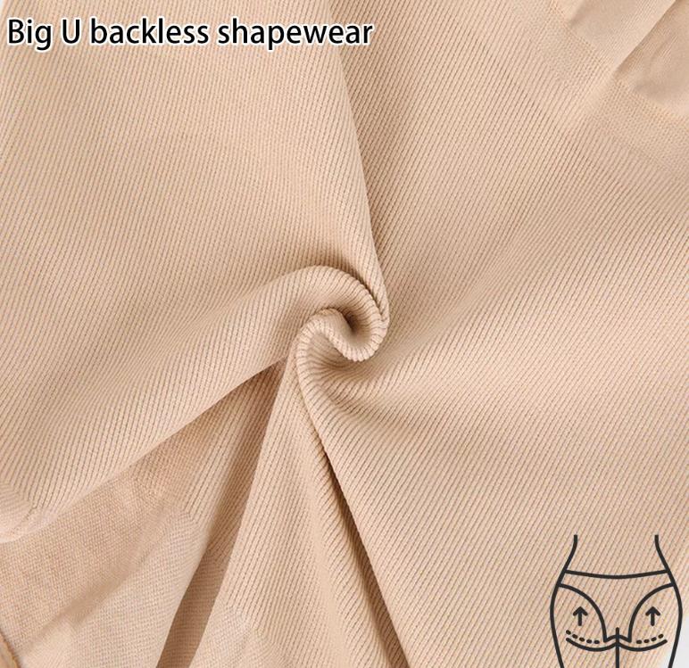 2 Pcs Size M Skin Color Seamless Backless Bodysuit Shapewear - Deep U-Plunge Tummy Control Thong Shaper