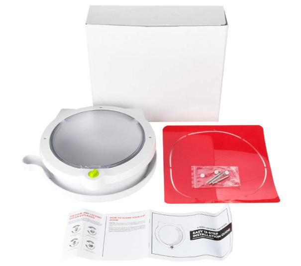 Black 4-Way Locking Cat Flap Door - Pet Entry Portal for Interior Doors, Walls & Cabinets