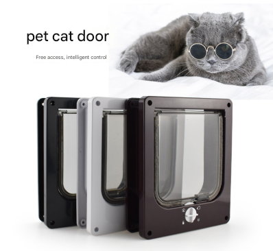 Size XL Black 4-Way Locking Pet Flap Door for Cats and Small Dogs - Weatherproof Magnetic Cat Door