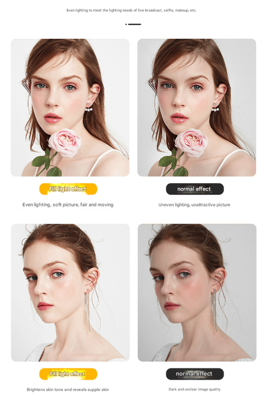 White Magnetic Foldable Selfie Light with Mirror - Rechargeable LED Fill Light for iPhone & Android Vlogging(Mobile phone is a shooting prop and is not included)