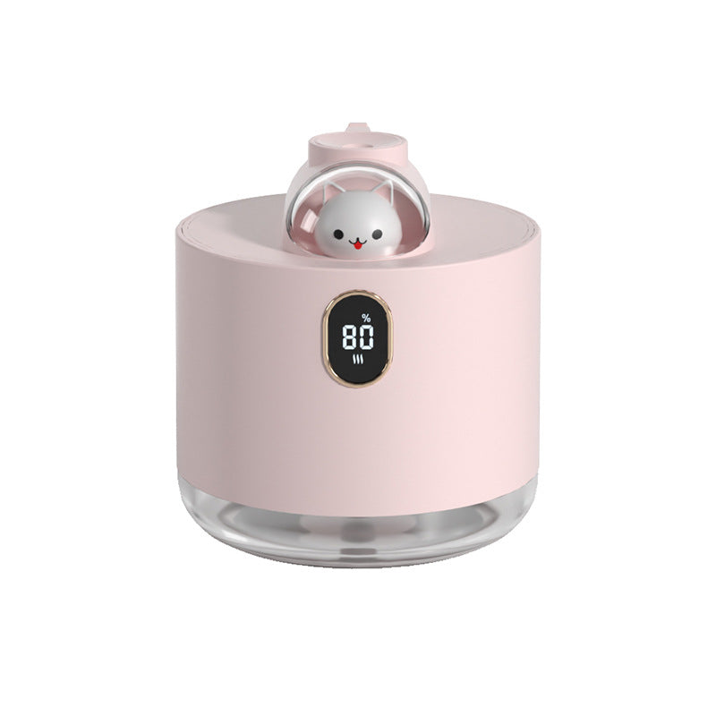 Pink Adorable Space Capsule Humidifier - Portable USB Cool Mist Maker with LED Display &amp; Ambient Night Light