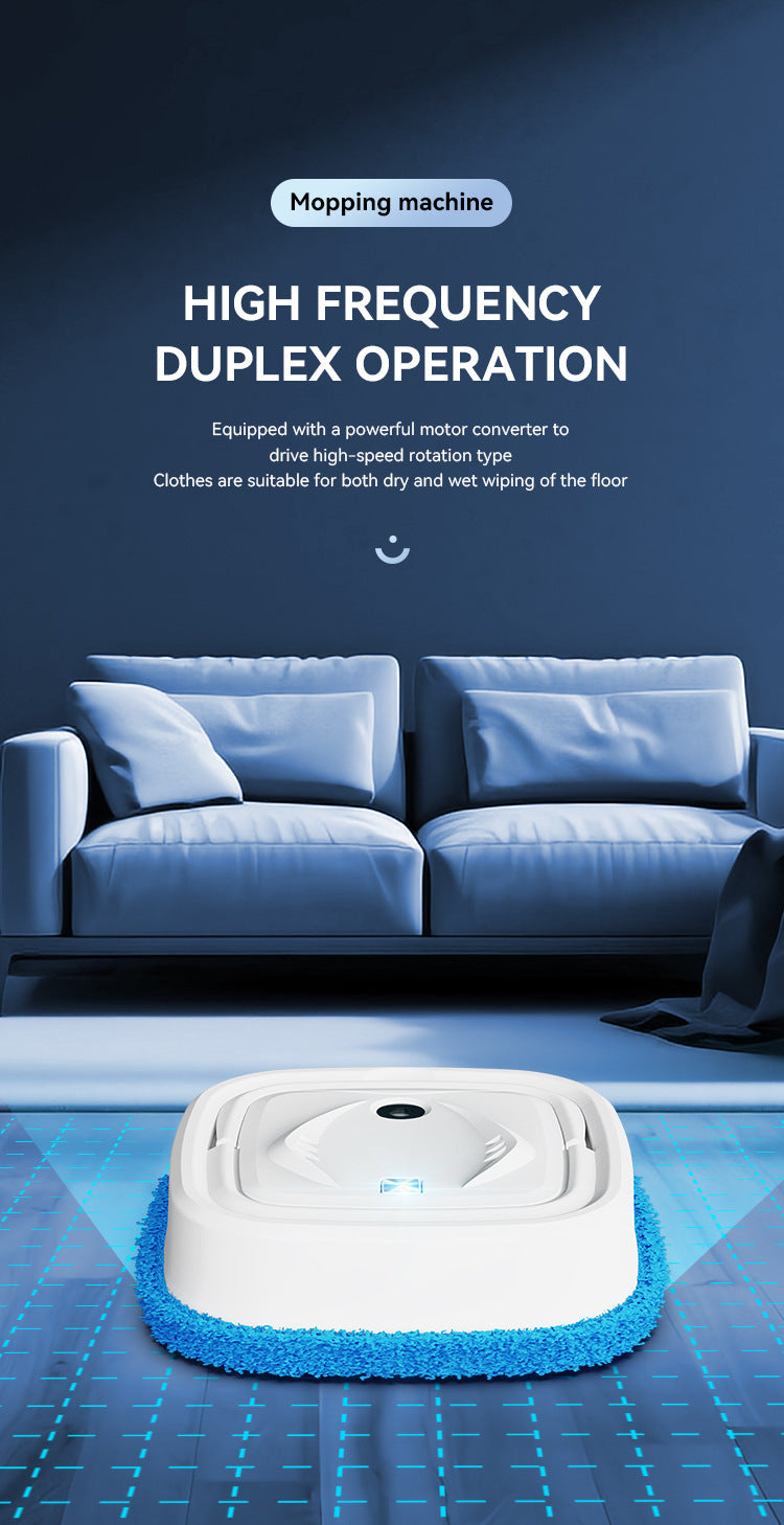 White Smart Robotic Floor Mop with Humidifier Spray - Ultra-Slim Automatic Wet & Dry Floor Cleaner