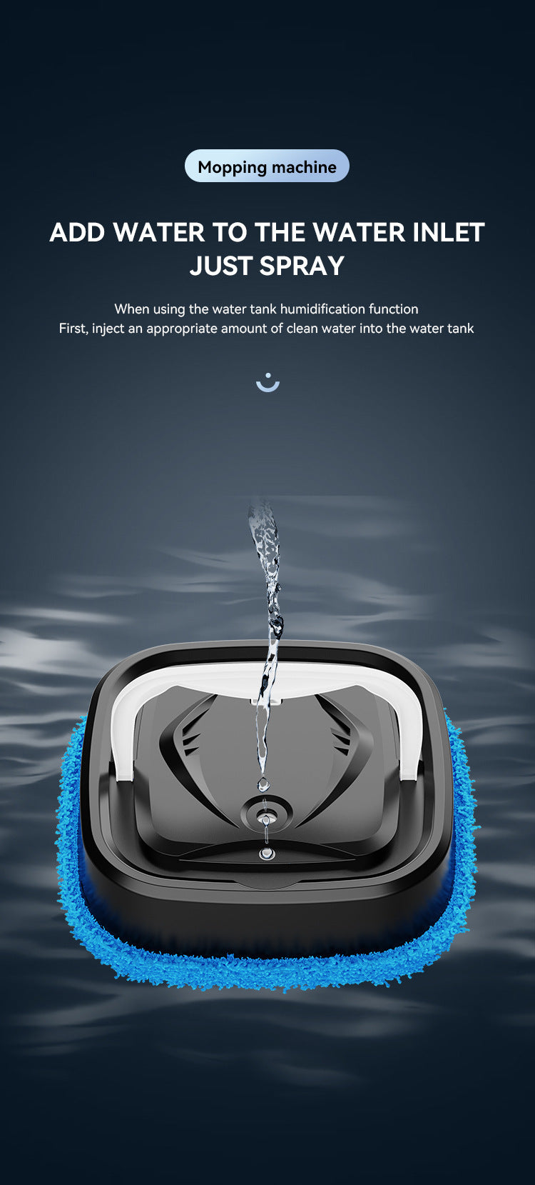 White Smart Robotic Floor Mop with Humidifier Spray - Ultra-Slim Automatic Wet & Dry Floor Cleaner