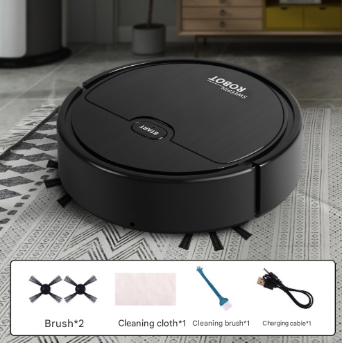 Black 3-in-1 Smart Robot Vacuum Cleaner - Automatic Sweeping, Mopping &amp; Suction for Hard Floors &amp; Pet Hair