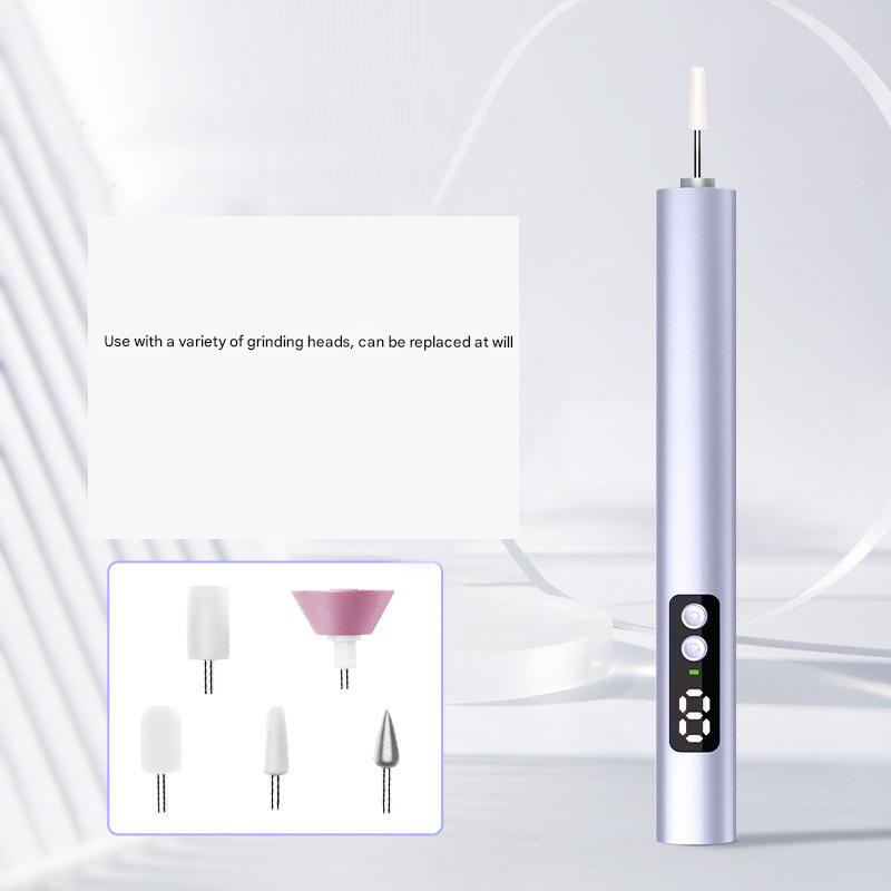 Purple Professional Electric Nail File Kit - Portable USB-C Rechargeable Manicure Drill with 6 Speeds &amp; 5 Heads