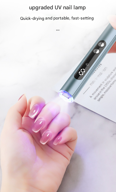 Blue Rechargeable Electric Nail Drill Pen with UV Curing Lamp - Professional All-in-One Manicure Pedicure Kit for Polishing & Gel Removal