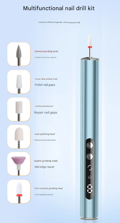 Pink Rechargeable Electric Nail Drill Pen with UV Curing Lamp - Professional All-in-One Manicure Pedicure Kit for Polishing & Gel Removal