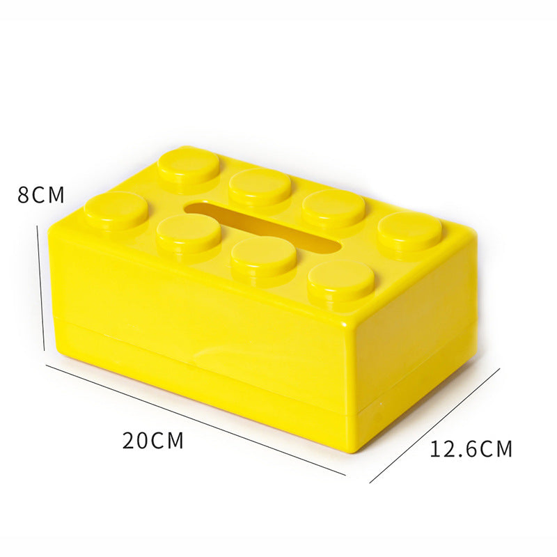 Yellow 2 Pcs Creative Building Block Tissue Box Holder - Wall-Mounted &amp; Desktop Dispenser for Bathroom, Kids Room &amp; Office Decor